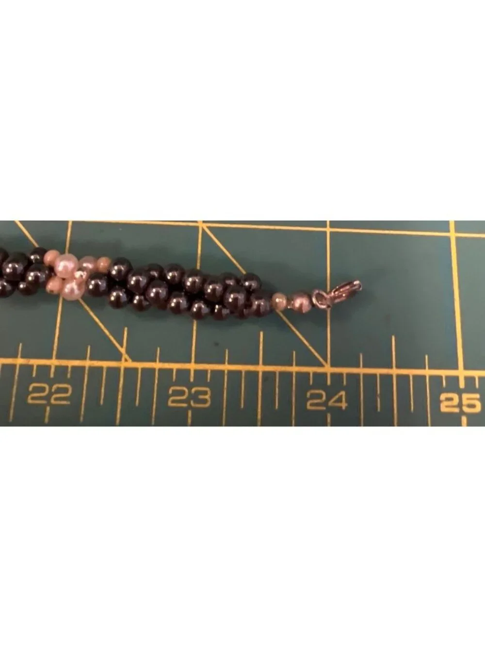 Beaded Necklace Hemitite? Beads and Faux Pearl Clusters & Silver Clasp 24 